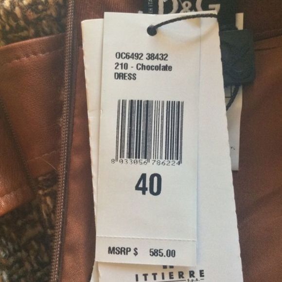 NWT Dolce & Gabbana Sz 6/8 Brown Tweed Leather Midi Designer Dress PLEASE HELP - Picture 11 of 16